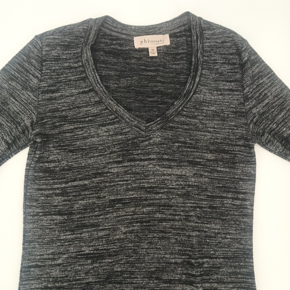 Philosophy Republic Clothing Womens Gray Space Dye V-Neck Long Sleeve Top XS